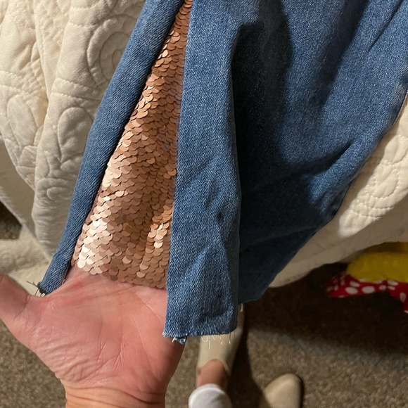 7FAM Luxe Vintage Sequin Hem Flare Jean - Picture 3 of 5